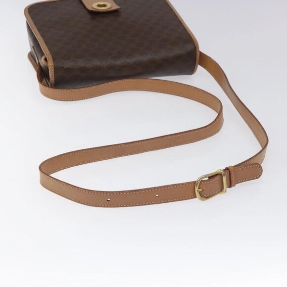 CELINE Macadam Canvas Shoulder Bag PVC Leather Brown Gold Auth BD184 - Picture 7 of 15